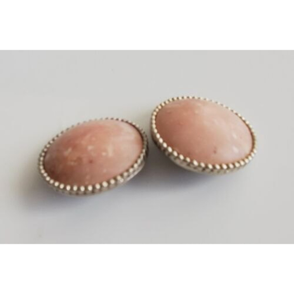 vintage Ellen Designs Silver Tone Pink Button Clip Earrings - Picture 4 of 7